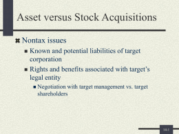 Asset versus Stock Acquisitions Nontax issues
