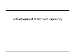 Ch8: Management of Software Engineering