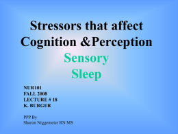 Stressors that affect Cognition &amp;Perception Sensory Sleep