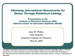 Obtaining International Benchmarks for States Through Statistical Linking: