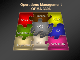 Operations Management OPMA 3306 OM Finance