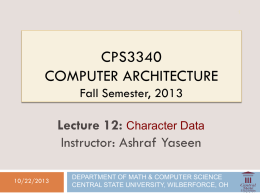 CPS3340 COMPUTER ARCHITECTURE Lecture 12: Instructor: Ashraf Yaseen