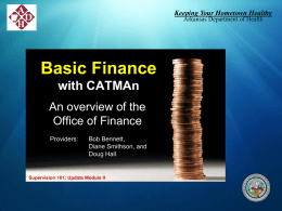 Basic Finance with CATMAn An overview of the Office of Finance