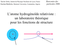 L’atome hydrogénoïde relativiste : un laboratoire théorique pour les fonctions de structure i