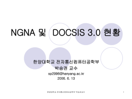 NGNA 및 DOCSIS 3.0 현황 한양대학교 전자통신컴퓨터공학부 박승권 교수