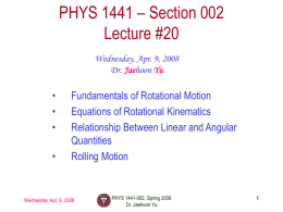 PHYS 1441 – Section 002 Lecture #20