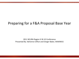 Preparing for a F&amp;A Proposal Base Year