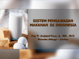 SISTEM PENGAWASAN MAKANAN  DI INDONESIA Universitas Airlangga – Surabaya