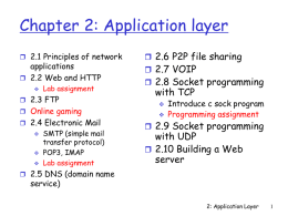 Chapter 2: Application layer 2.6 P2P file sharing 2.7 VOIP 2.8 Socket programming