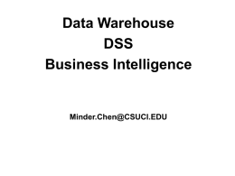 Data Warehouse DSS Business Intelligence