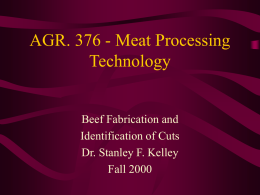 AGR. 376 - Meat Processing Technology Beef Fabrication and Identification of Cuts