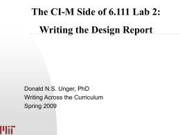 The CI-M Side of 6.111 Lab 2: Writing the Design Report