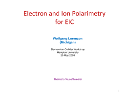 Electron and Ion Polarimetry for EIC Wolfgang Lorenzon (Michigan)