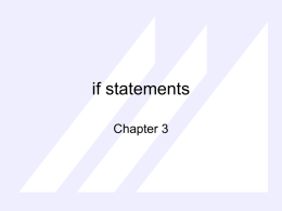 if statements Chapter 3