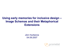 – Using early memories for inclusive design Image Schemas and their Metaphorical Extensions