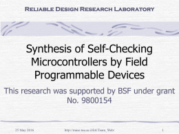 Synthesis of Self-Checking Microcontrollers by Field Programmable Devices
