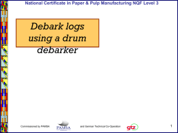 Debark logs using a drum debarker