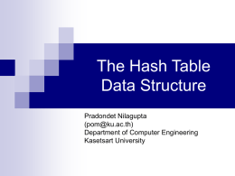 The Hash Table Data Structure Pradondet Nilagupta ()