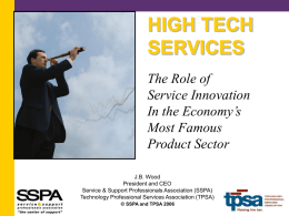 HIGH TECH SERVICES The Role of Service Innovation