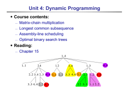 ․ Unit 4: Dynamic Programming Course contents: