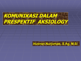 KOMUNIKASI DALAM PRESPEKTIF  AKSIOLOGY Husnan Nurjuman, S.Ag, M.Si