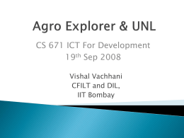 CS 671 ICT For Development 19 Sep 2008 Vishal Vachhani