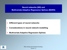 Neural networks (NN) and Multivariate Adaptive Regression Splines (MARS) 