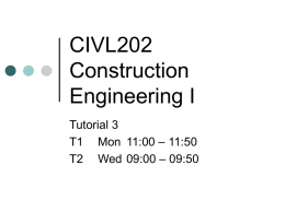 CIVL202 Construction Engineering I Tutorial 3