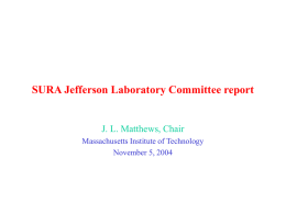 SURA Jefferson Laboratory Committee report J. L. Matthews, Chair November 5, 2004