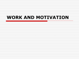 WORK AND MOTIVATION