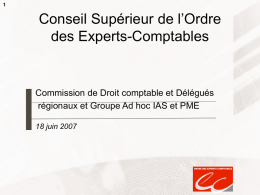 Conseil Supérieur de l’Ordre des Experts-Comptables Commission de Droit comptable et Délégués