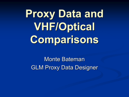 Proxy Data and VHF/Optical Comparisons Monte Bateman