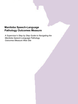 Manitoba Speech-Language Pathology Outcomes Measure