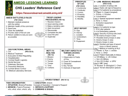AMEDD LESSONS LEARNED CHS Leaders’ Reference Card