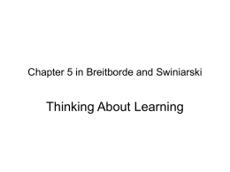 Thinking About Learning Chapter 5 in Breitborde and Swiniarski