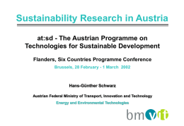 Sustainability Research in Austria at:sd - The Austrian Programme on