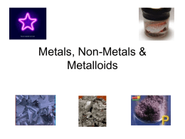 Metals, Non-Metals &amp; Metalloids