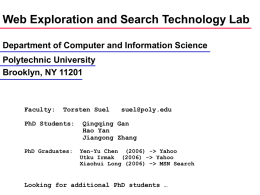 Web Exploration and Search Technology Lab Polytechnic University Brooklyn, NY 11201