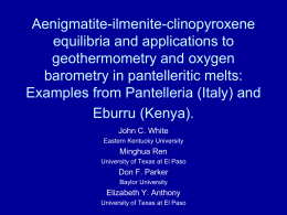 Aenigmatite-ilmenite-clinopyroxene equilibria and applications to geothermometry and oxygen barometry in pantelleritic melts: