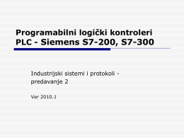 Siemens S7-200, S7-300 Programabilni logički kontroleri PLC - Industrijski sistemi i protokoli -