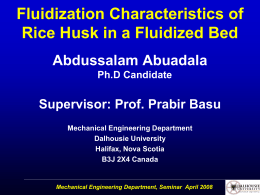 Fluidization Characteristics of Rice Husk in a Fluidized Bed Abdussalam Abuadala