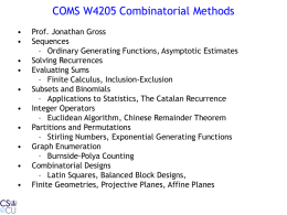COMS W4205 Combinatorial Methods