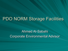 PDO NORM Storage Facilities Ahmed Al-Sabahi Corporate Environmental Advisor