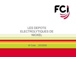 LES DEPOTS ELECTROLYTIQUES DE NICKEL M Cote  , 02/2009