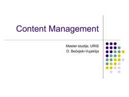 Content Management Master studije, URIS čejski-Vujaklija D. Be