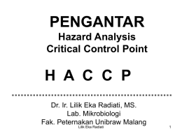 PENGANTAR H  A  C  C  P Hazard Analysis