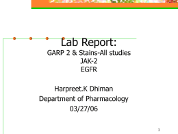 Lab Report: GARP 2 &amp; Stains-All studies JAK-2 EGFR