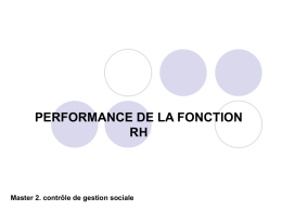 PERFORMANCE DE LA FONCTION RH Master 2. contrôle de gestion sociale