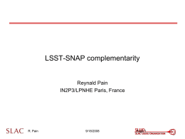LSST-SNAP complementarity Reynald Pain IN2P3/LPNHE Paris, France R. Pain