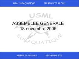 ASSEMBLEE GENERALE 18 novembre 2005